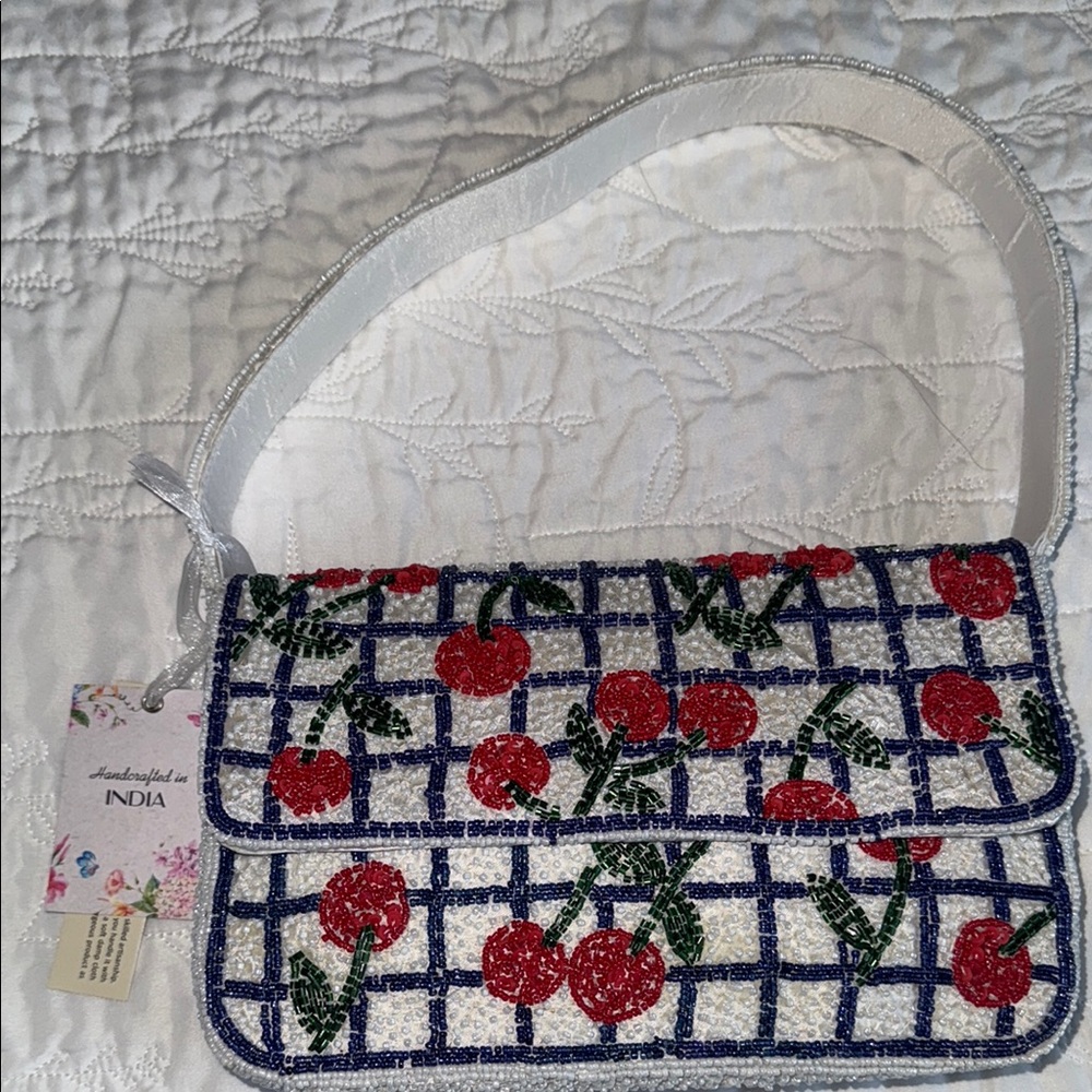 Viral Cherry Beaded Crossbody Bag